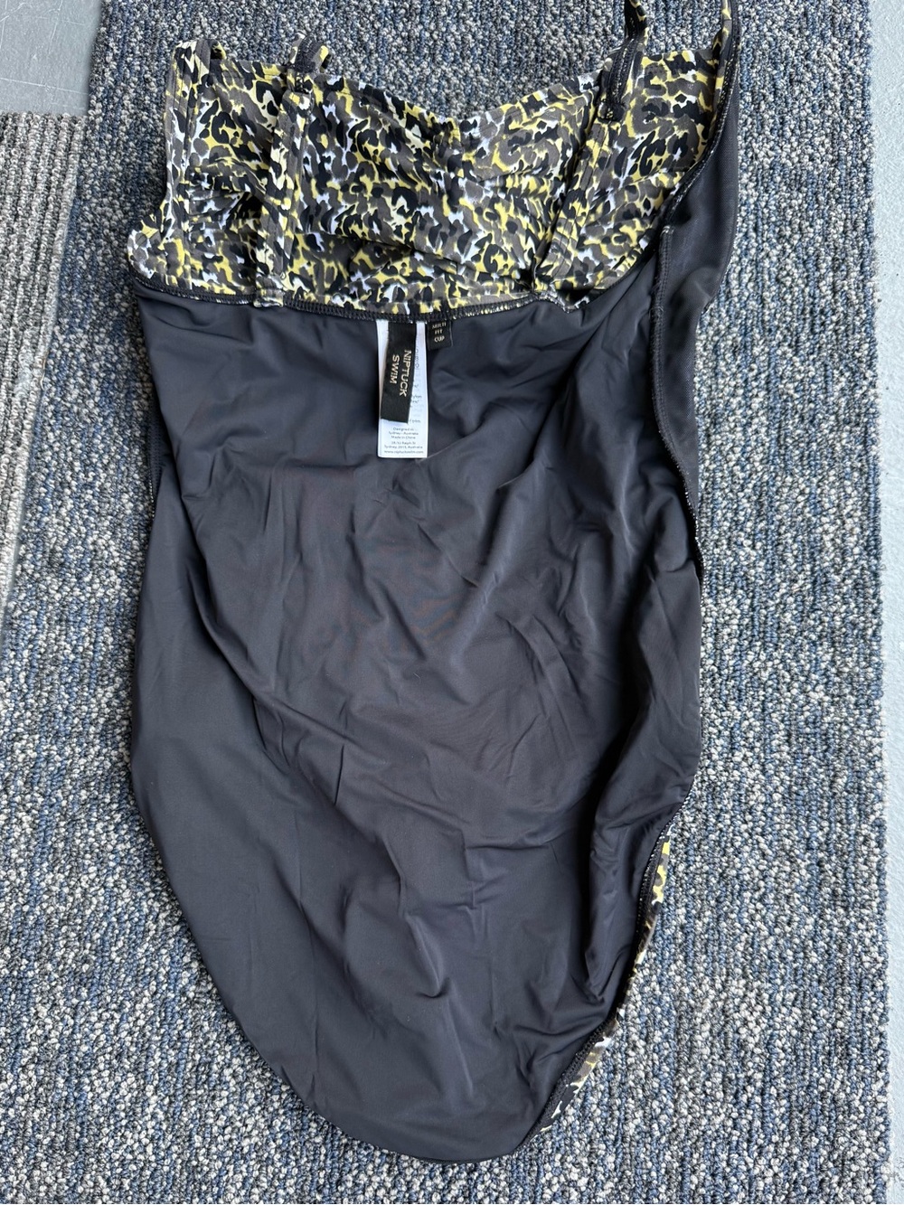 Nip Tuck Black One-Piece Swimsuit with Yellow & White Print - Picture 7 of 8